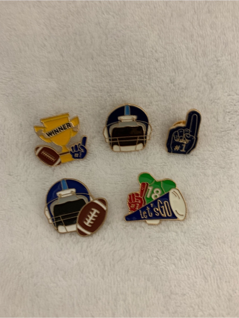 Blue & Green Football Fan Enamel Brooch Set